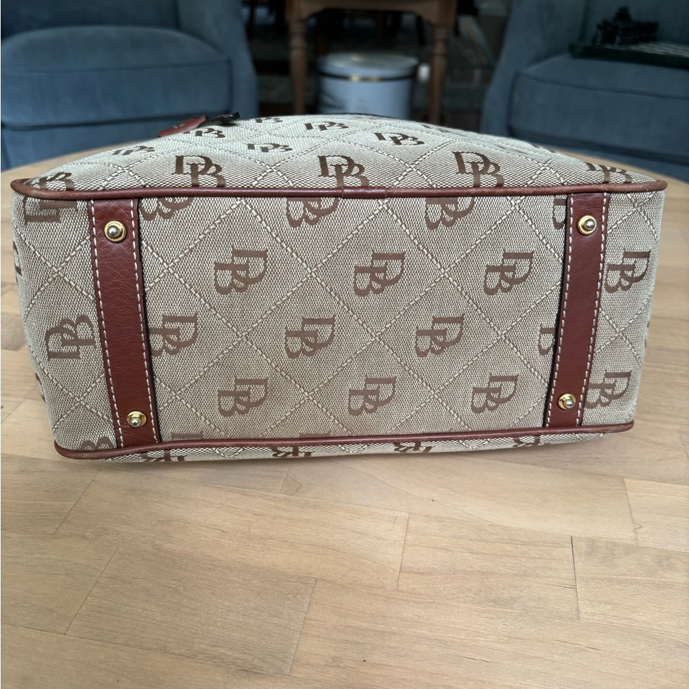 VTG Y2K 90s Dooney & Bourke Medium East/West Monogram Logo Shoulder Canvas Tote - Picture 5 of 10
